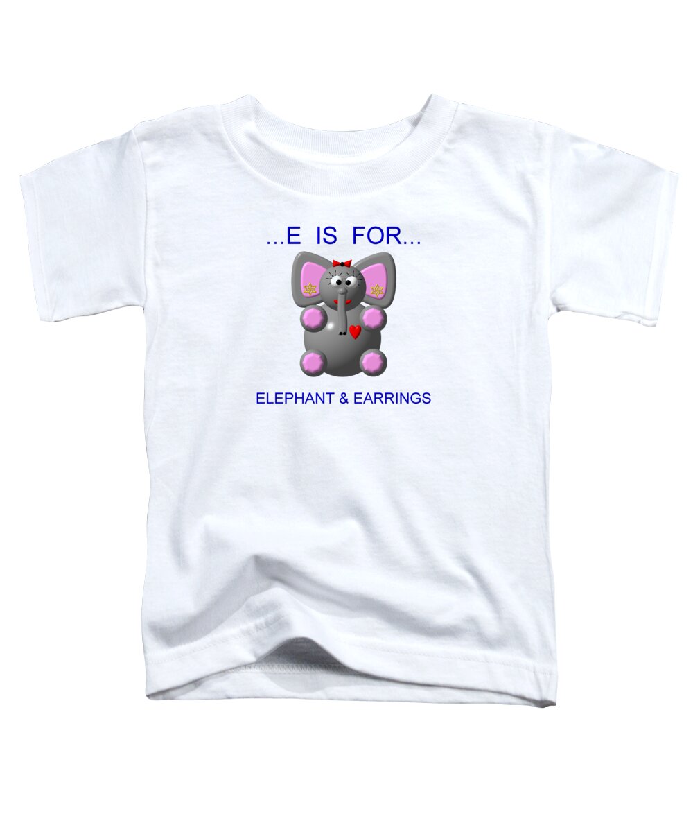 Elephants Toddler T-Shirt featuring the digital art Cute Elephant wearing Earrings by Rose Santuci-Sofranko