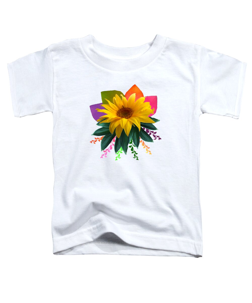 Daisy Toddler T-Shirt featuring the digital art Daisy Autumn Floral Bouquet by Delynn Addams