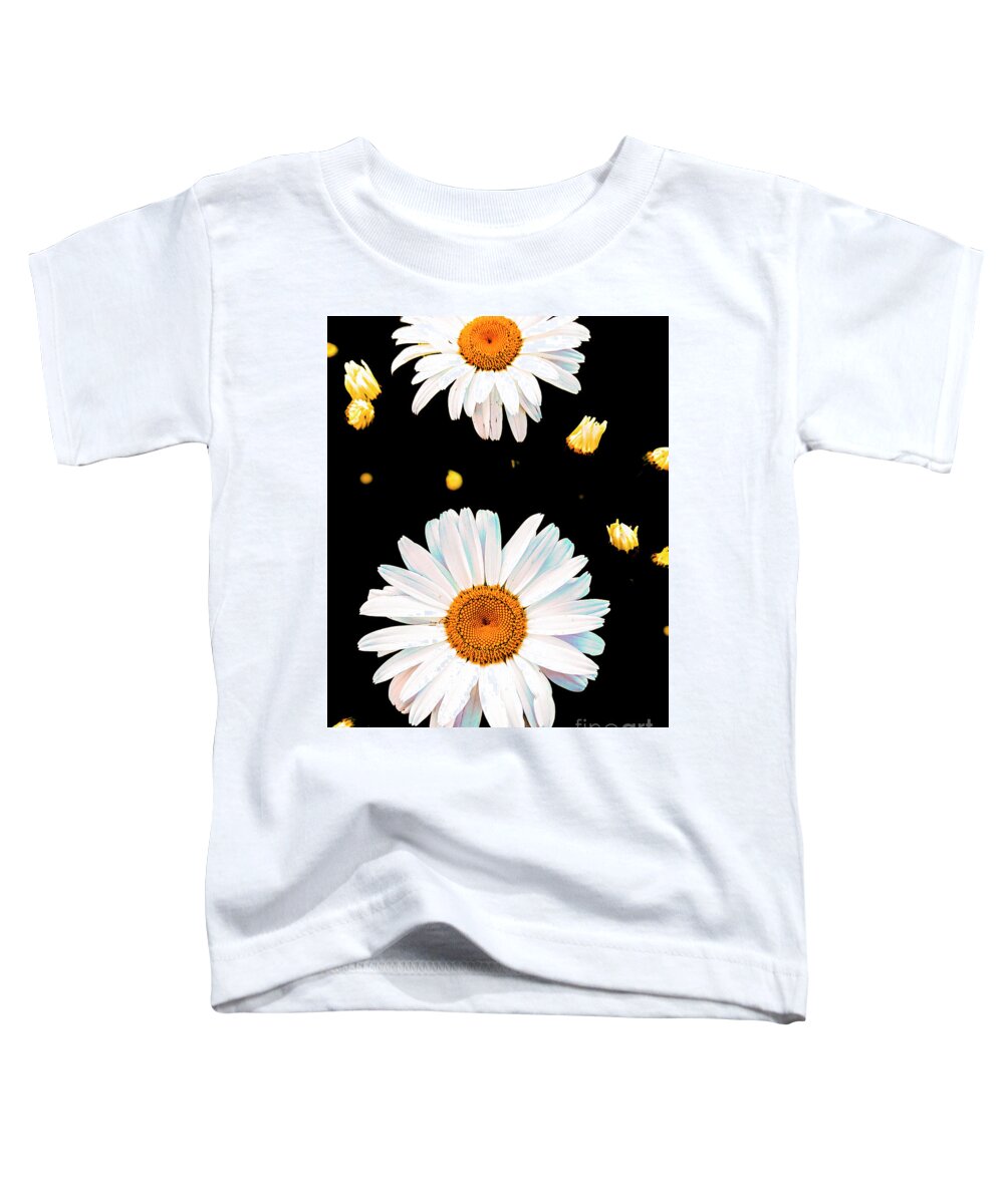 Daisy Toddler T-Shirt featuring the photograph Daisy On Black by Claudia Zahnd-Prezioso