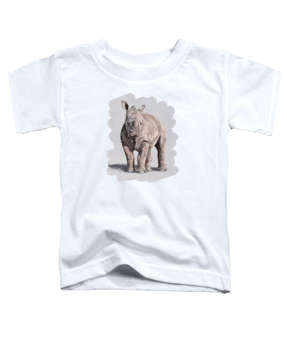 Rhino Toddler T-Shirt featuring the painting Daisy by Rachel Stribbling