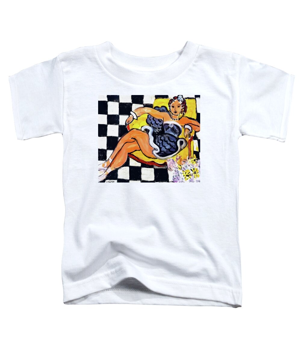Dancer Toddler T-Shirt featuring the painting Dancer in Armchair Checkerboard Pattern by Henri Matisse 1942 by Henri Matisse