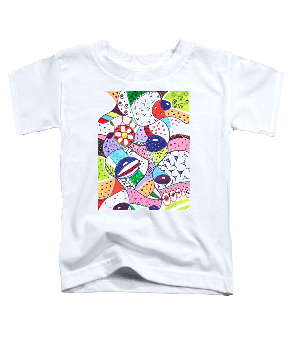 Dancing With Patterns By Helena Tiainen Toddler T-Shirt featuring the drawing Dancing With Patterns by Helena Tiainen