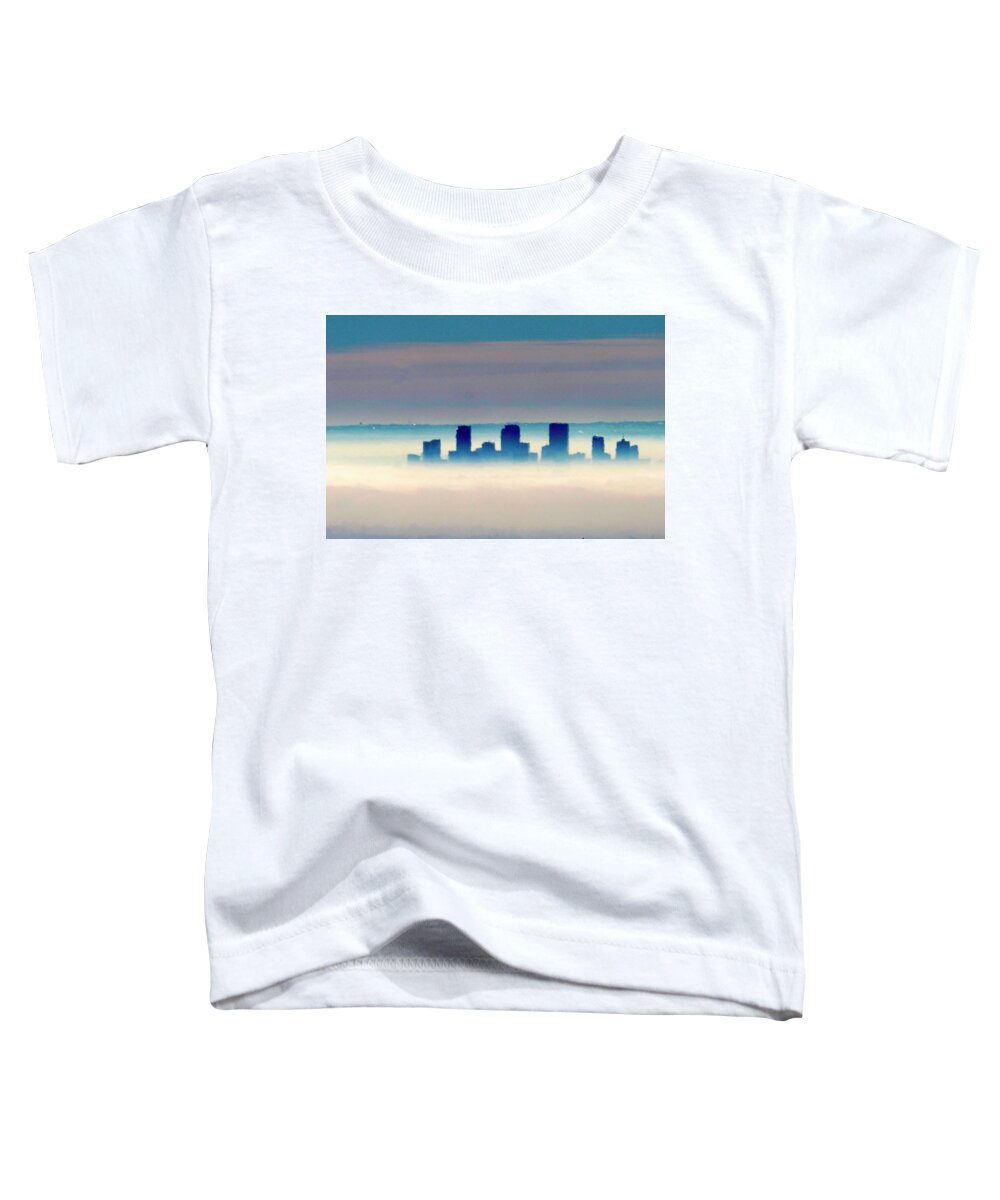 Denver Toddler T-Shirt featuring the photograph Denver Foggy Skyline by Rick Wilking