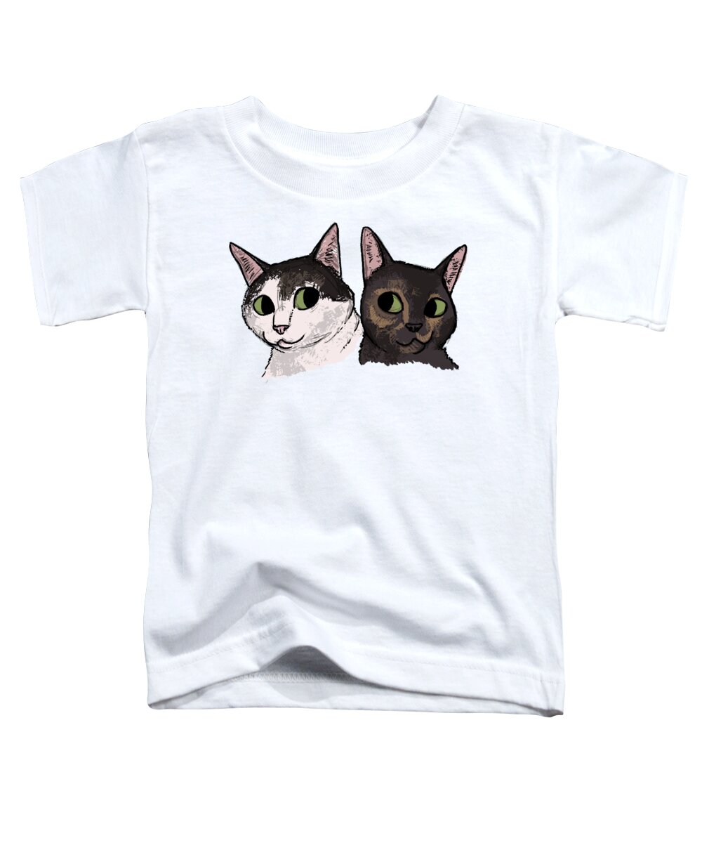 Cats Toddler T-Shirt featuring the drawing Dillon - 2 Cats by Claire DeWilde