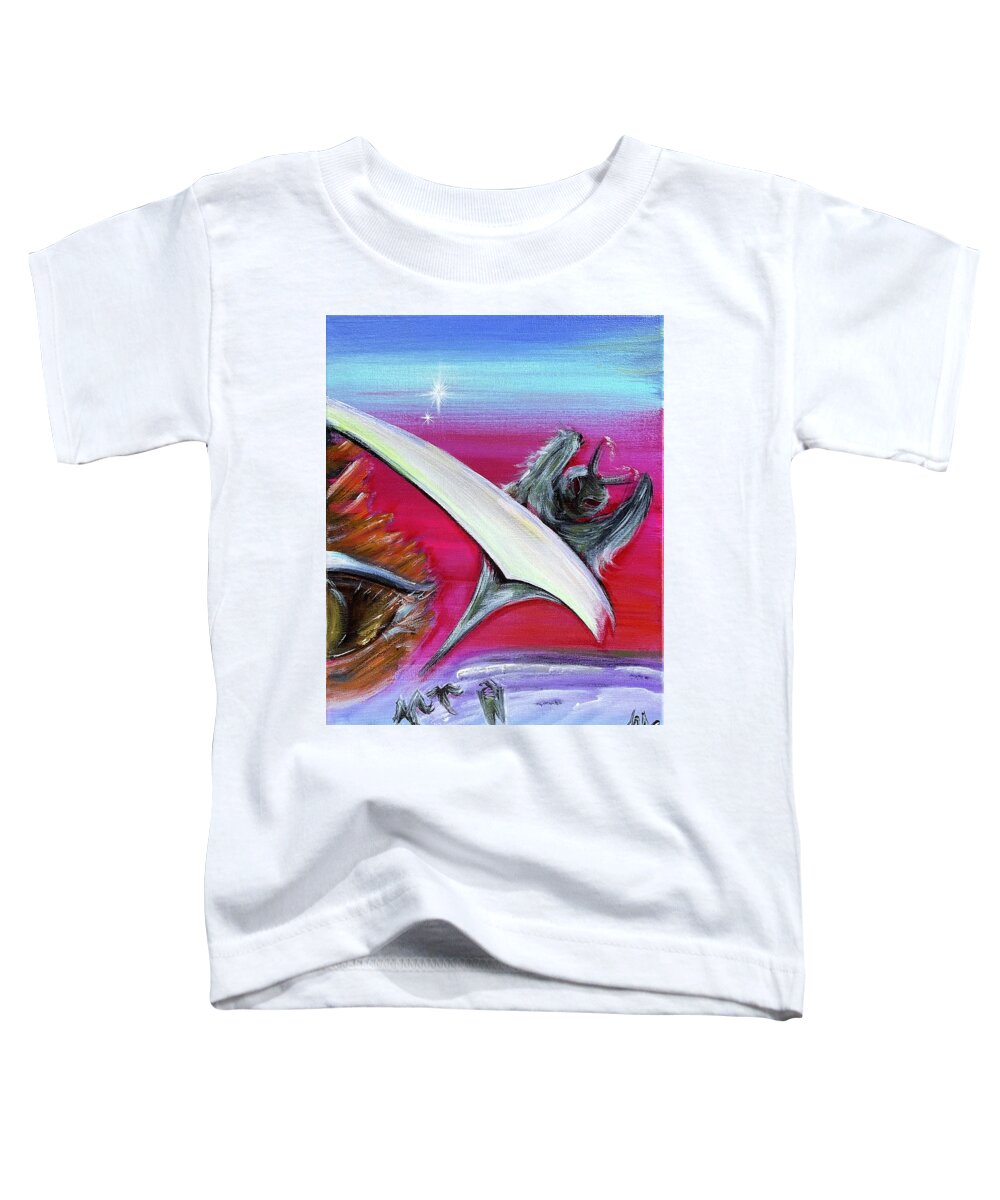 Angel Toddler T-Shirt featuring the painting Taras Diptych 1 of 2 Fallen Angel Lucifer by Tara Dunbar