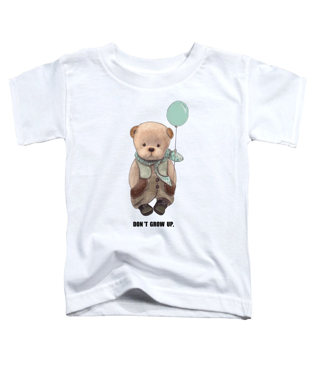 Teddy Toddler T-Shirt featuring the painting Dont Grow Up by Miki De Goodaboom