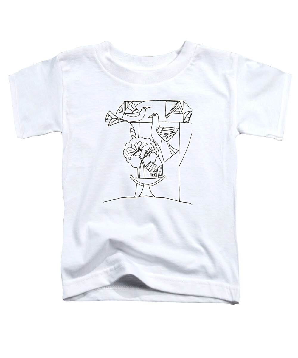 Russian Artists New Wave Toddler T-Shirt featuring the drawing Doves Symbol of Love by Tatiana Koltachikhina