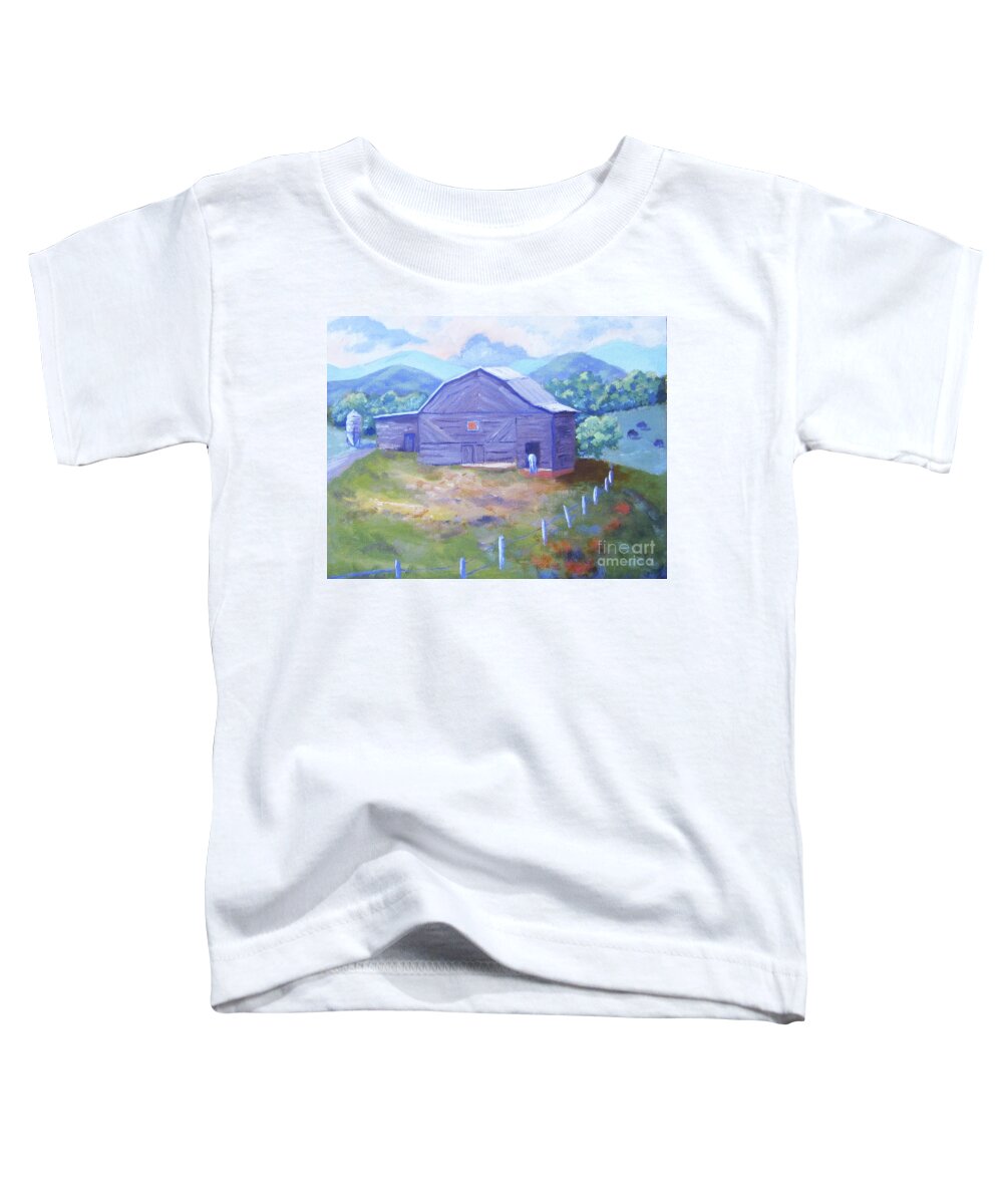 Farm Toddler T-Shirt featuring the painting Dr. Brown's Bison Farm by Anne Marie Brown
