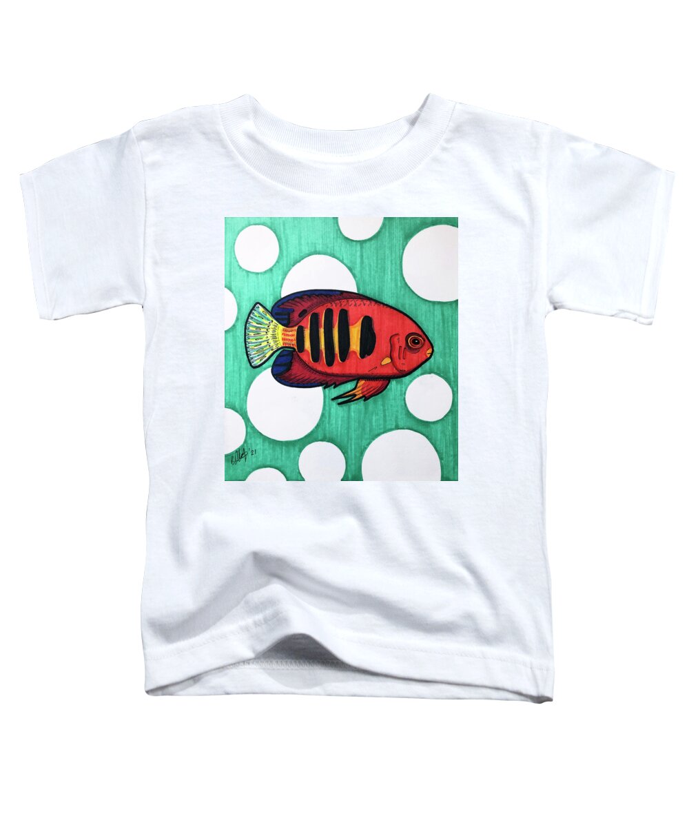 Dwarf Angelfish Toddler T-Shirt featuring the drawing Dwarf Angelfish by Creative Spirit