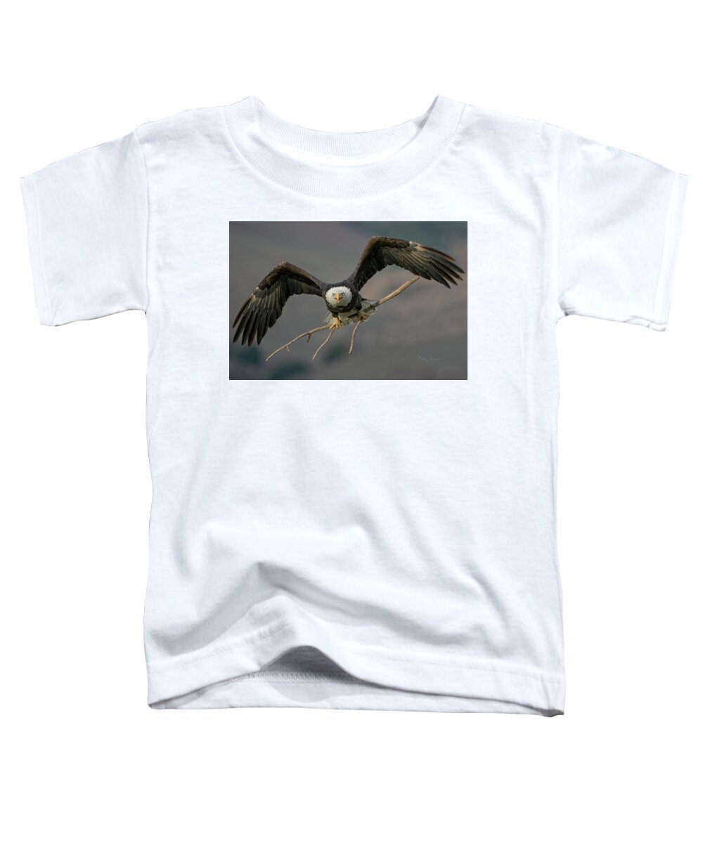 Bald Eagle Toddler T-Shirt featuring the photograph Eagle Nest Building by Beth Sargent