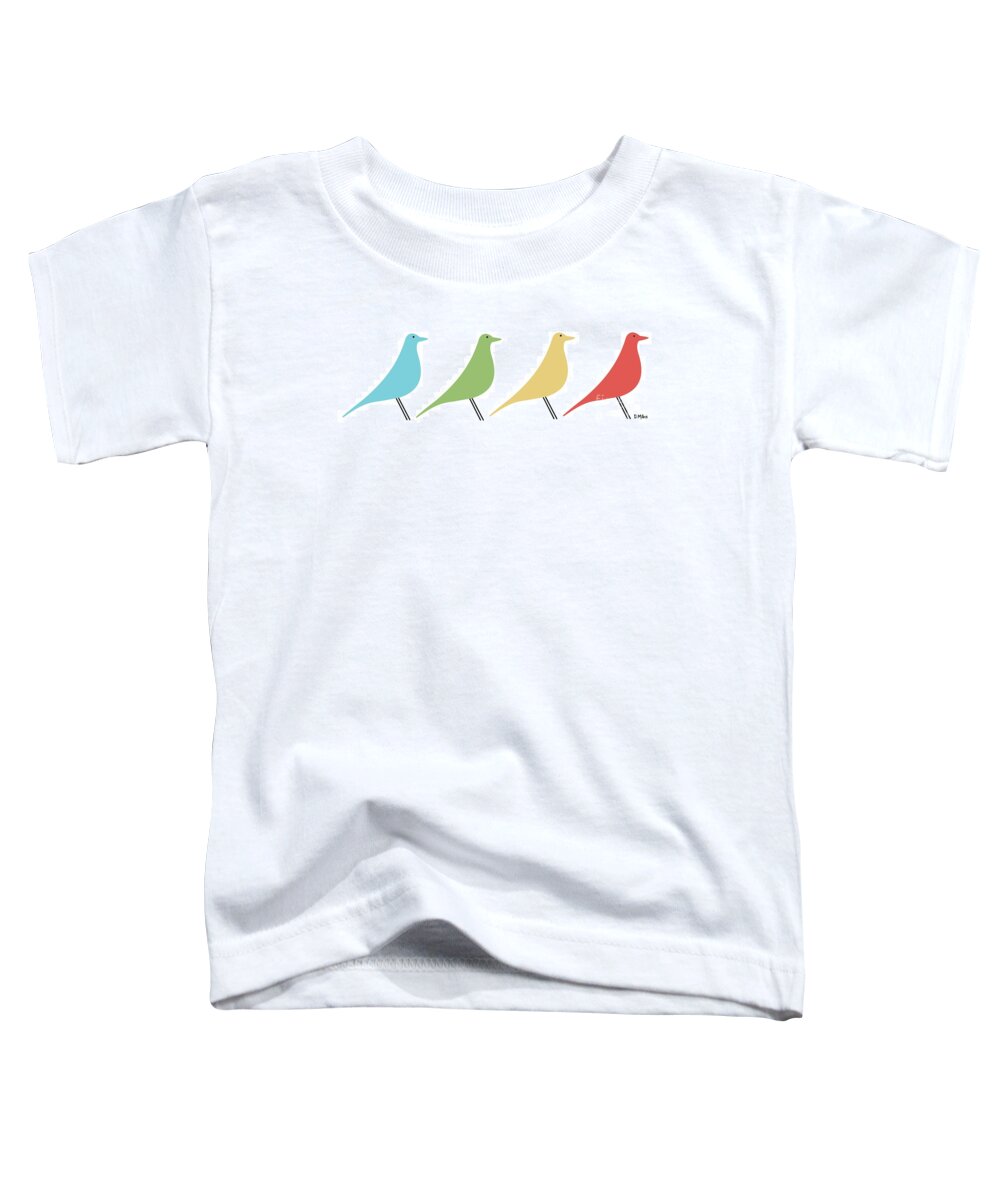 Mid Century Modern Bird Toddler T-Shirt featuring the digital art Eames House Vitra Birds Light by Donna Mibus