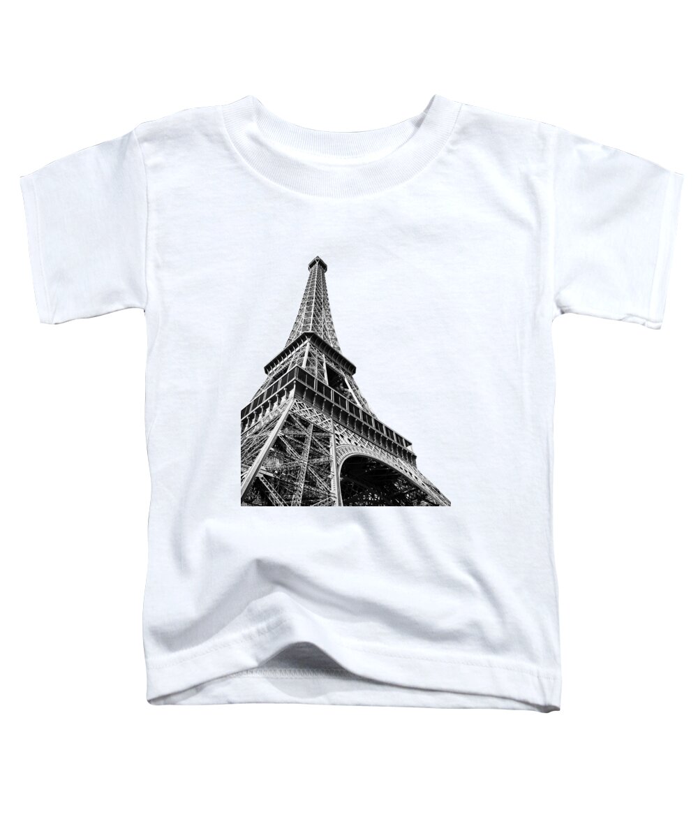 Eiffel Toddler T-Shirt featuring the photograph Eiffel tower in black and white by Delphimages Paris Photography