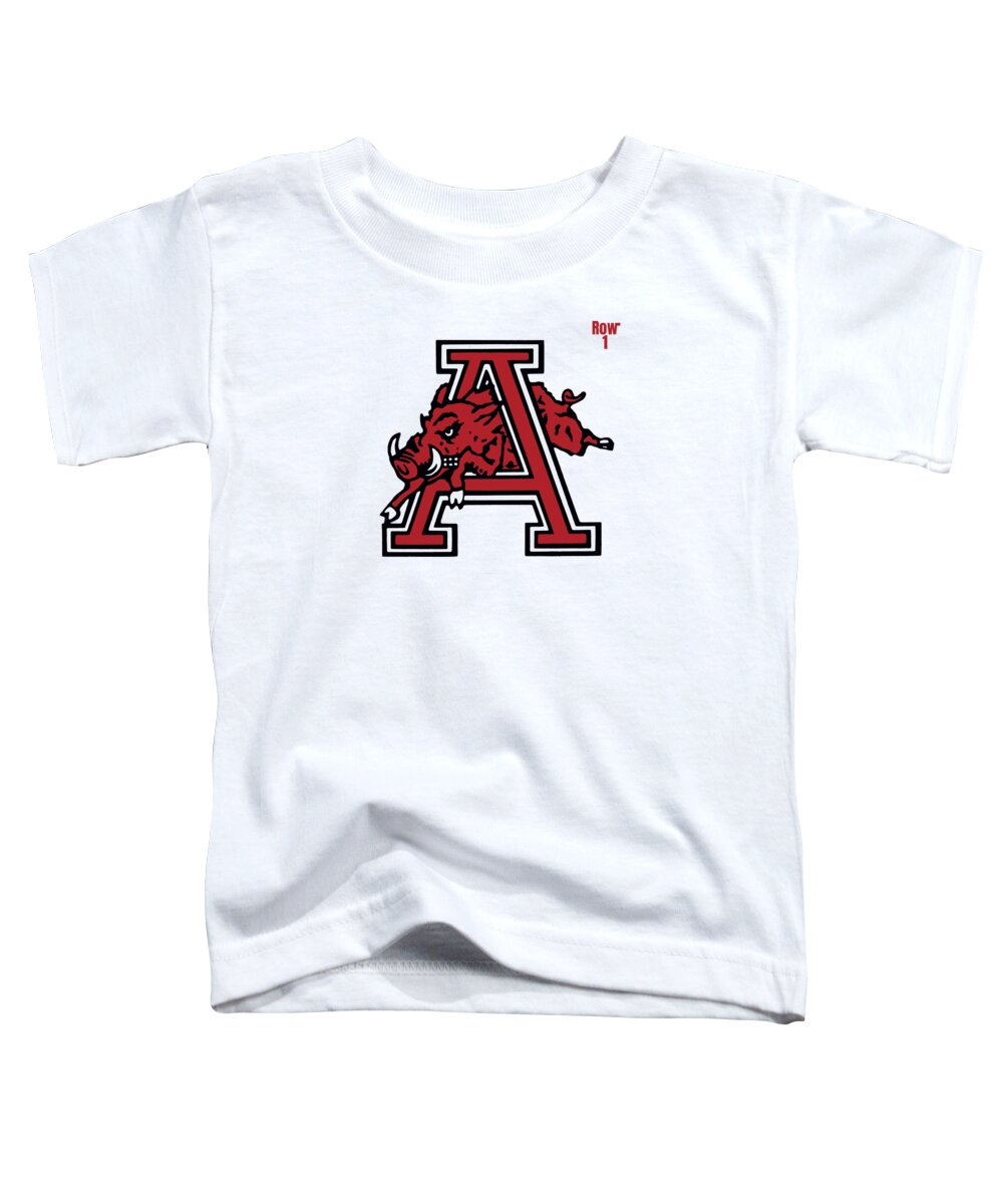 Arkansas Toddler T-Shirt featuring the mixed media Eighties Arkansas Razorback Art by Row One Brand