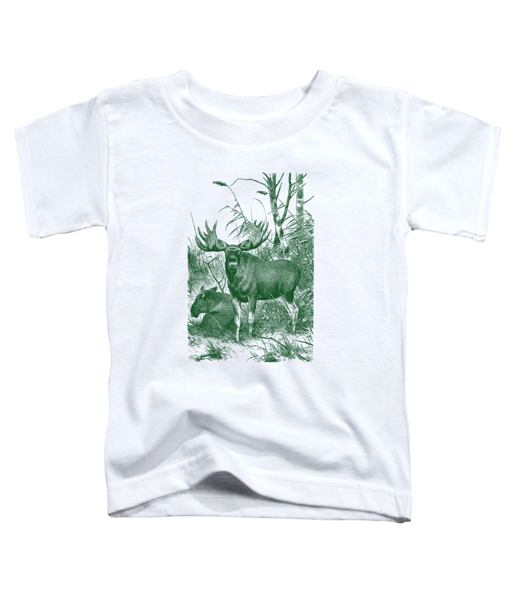 Moose Toddler T-Shirt featuring the digital art Elk Family by Madame Memento