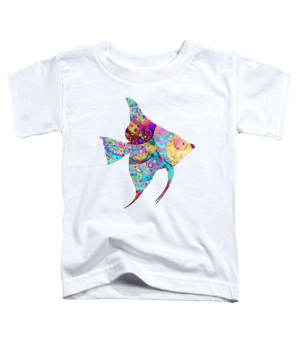 Fish Toddler T-Shirt featuring the painting Enchanted Angel Fish Tropical Beach Art by Sharon Cummings