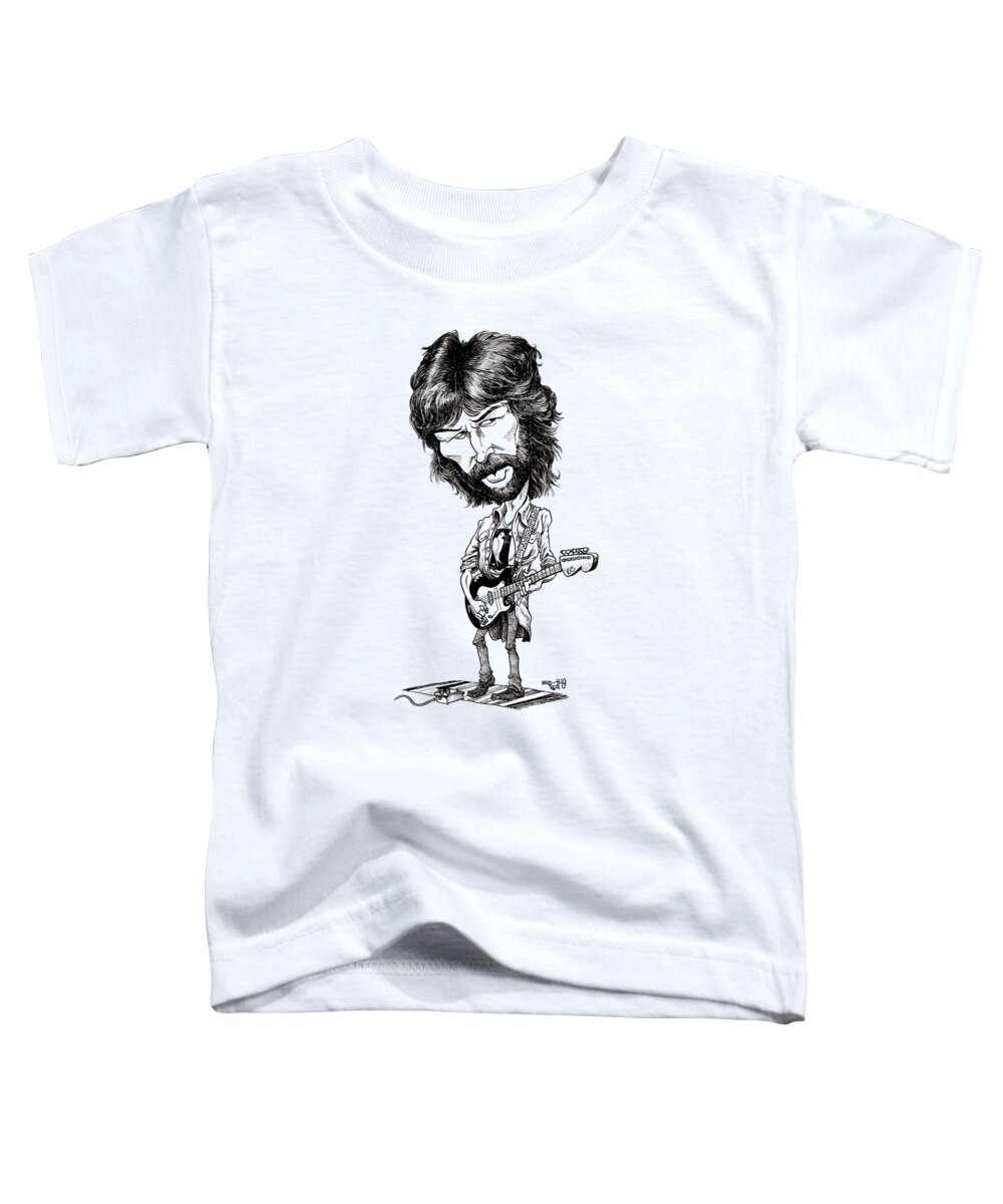 Cartoon Toddler T-Shirt featuring the drawing Eric Clapton, 1971 by Mike Scott