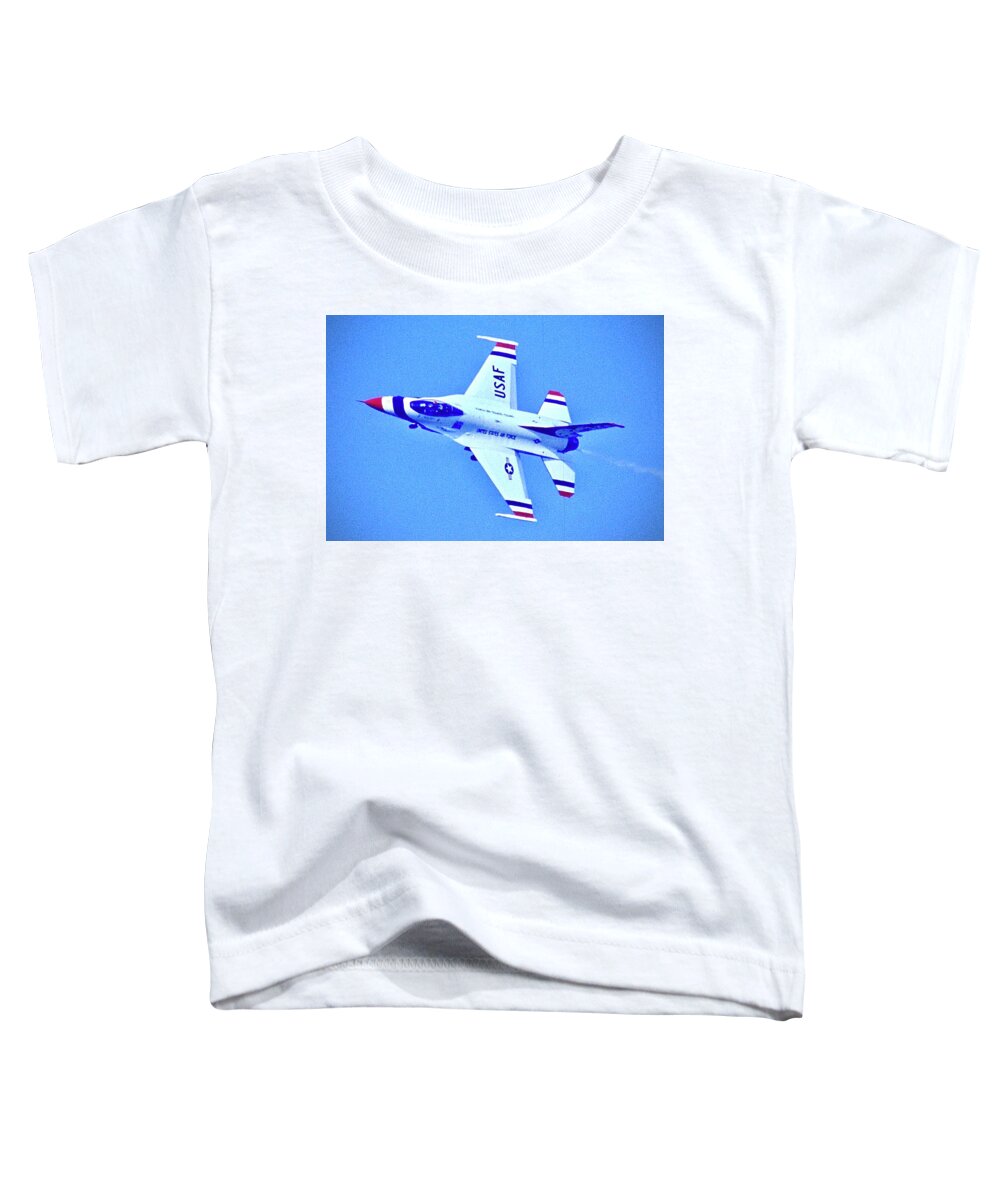Usaf Toddler T-Shirt featuring the photograph F16 of the USAF Thunderbirds by Gordon James