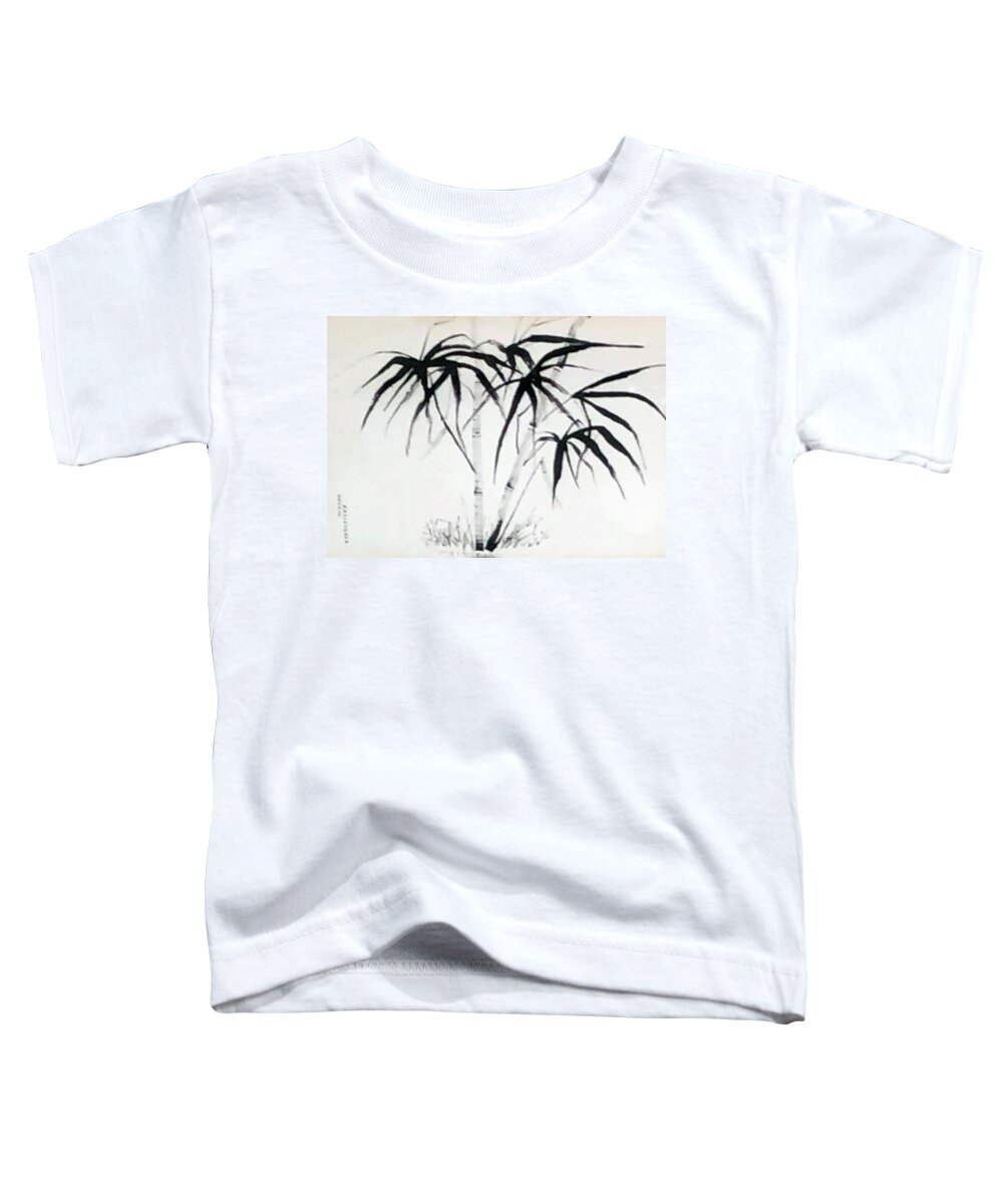 Black India Ink Toddler T-Shirt featuring the painting Fantasia - Sumi Ink by Catherine Ludwig Donleycott