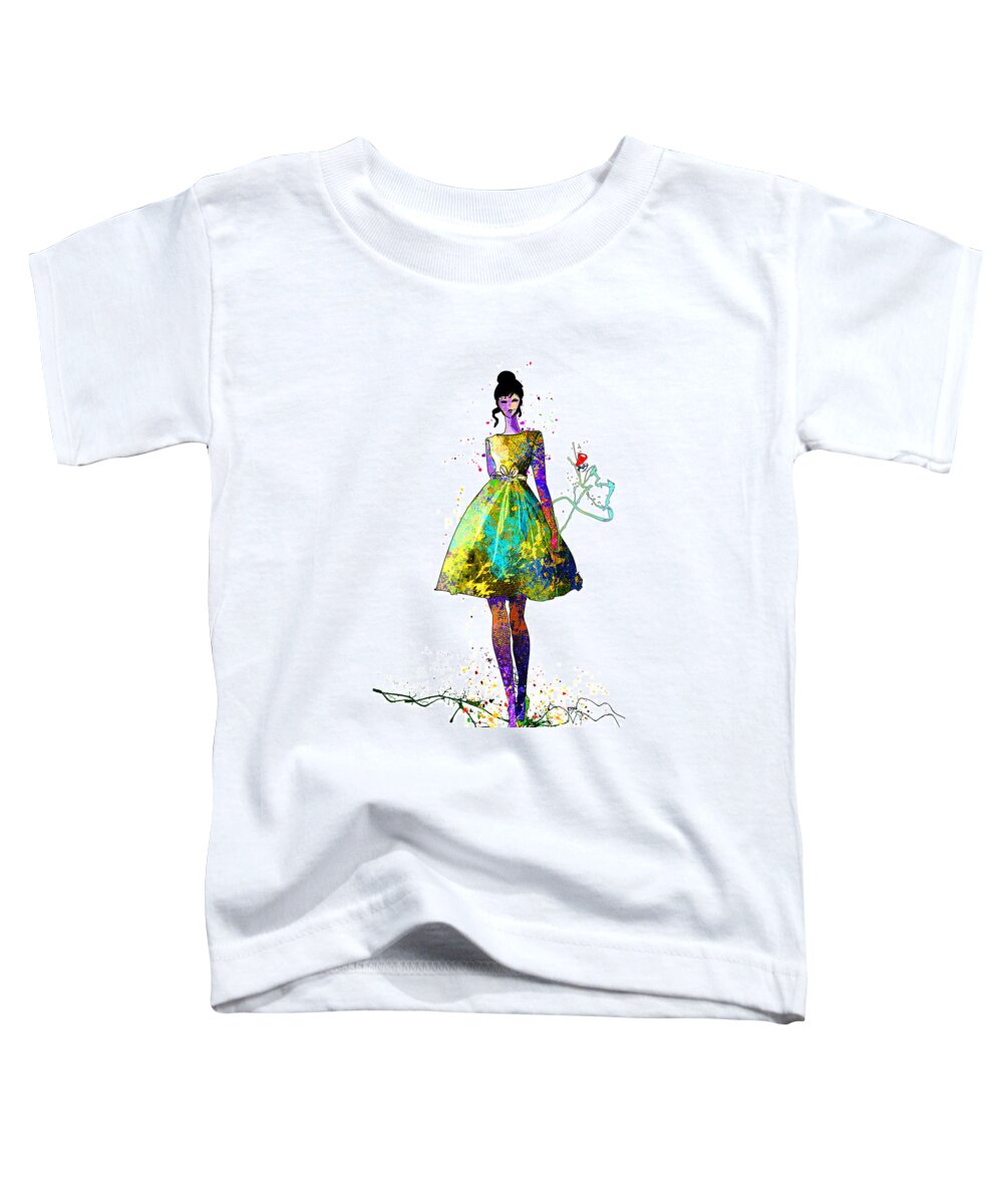 Woman Toddler T-Shirt featuring the painting Fashion Model 02 by Miki De Goodaboom