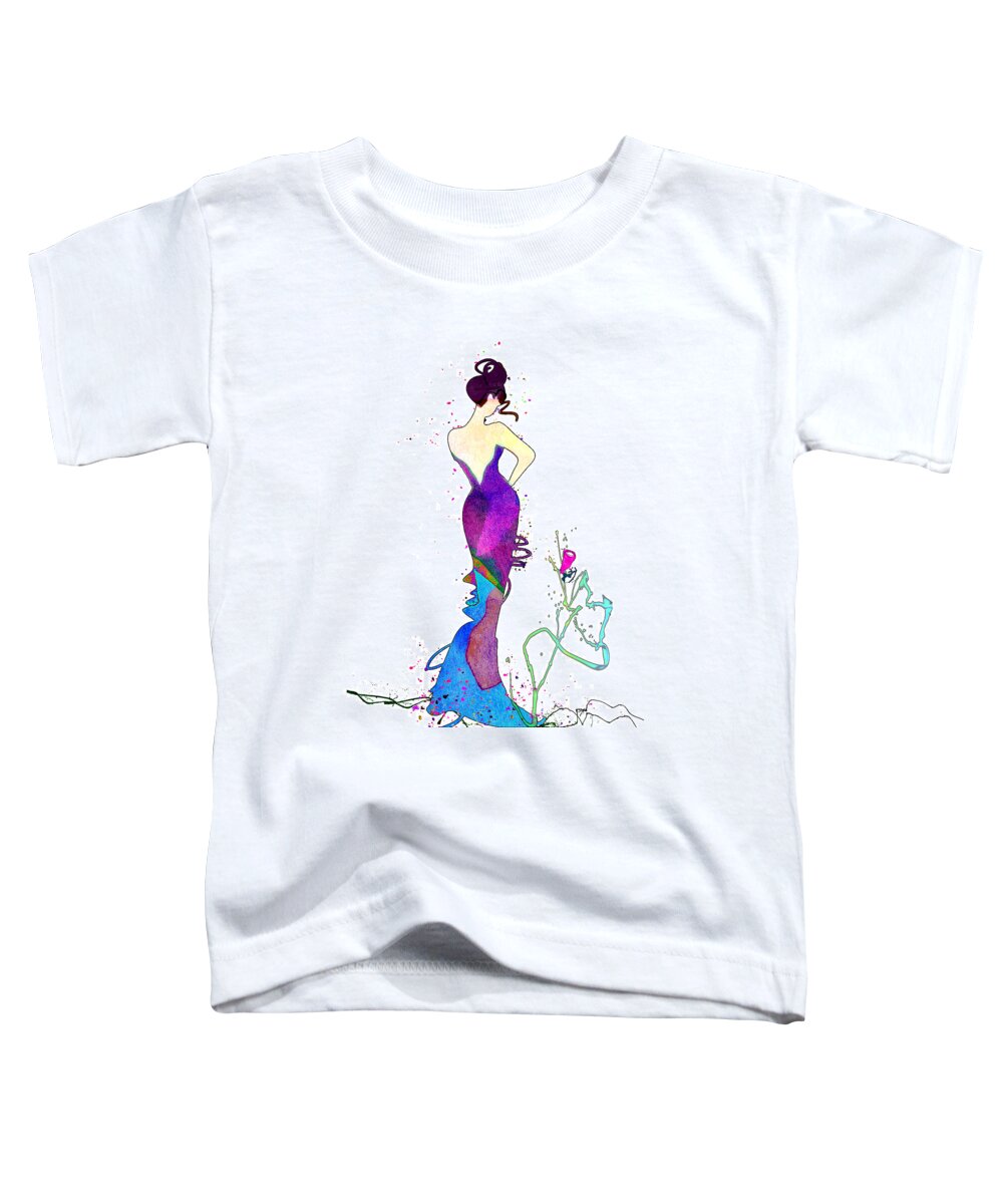 Woman Toddler T-Shirt featuring the mixed media Fashion Model 07 by Miki De Goodaboom