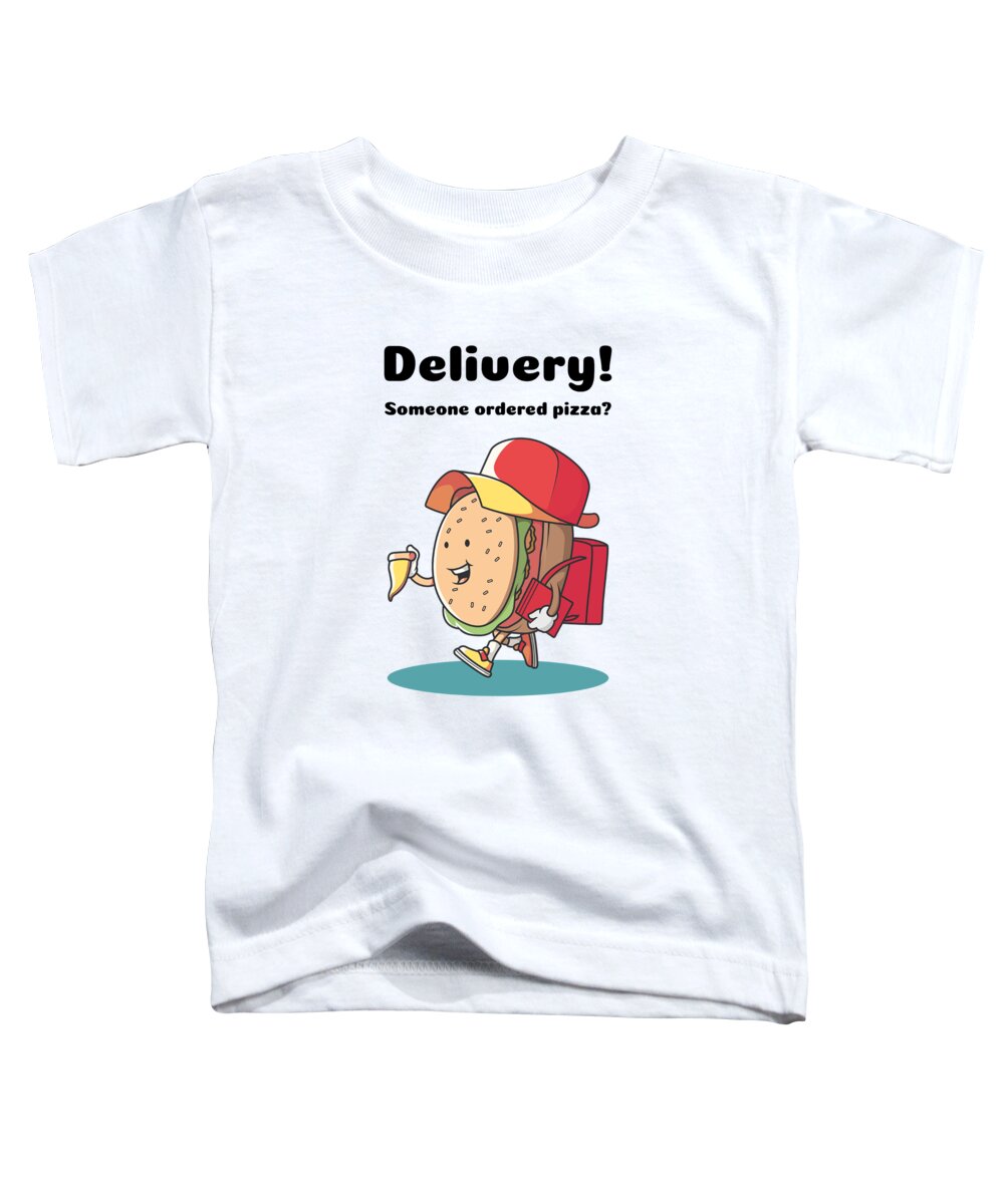 Fast Toddler T-Shirt featuring the digital art Fast Food Lover Gift For Him Kids Pizza Burger Fan Pun Delivery Man Gag by Jeff Creation