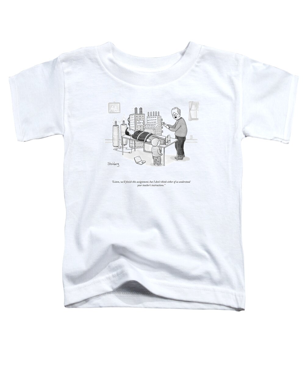 Listen Toddler T-Shirt featuring the drawing Finish This Assignment by Avi Steinberg