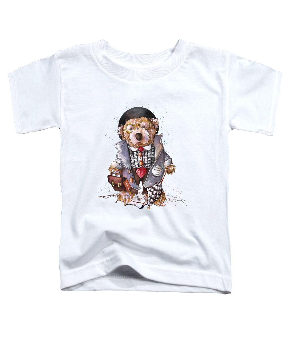 Bear Toddler T-Shirt featuring the painting First Five Days After Weekend Are The Hardest by Miki De Goodaboom