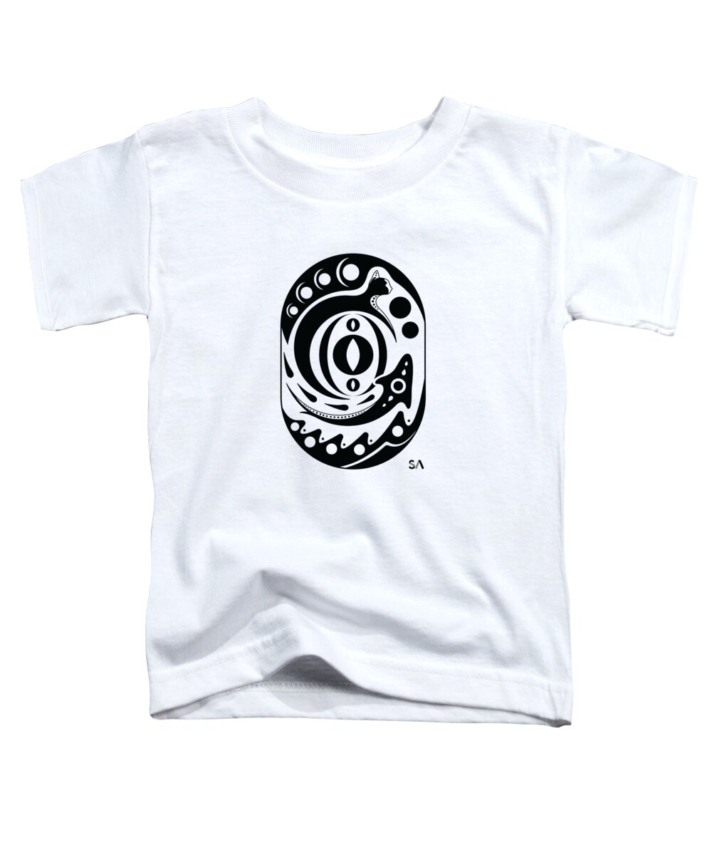 Black And White Toddler T-Shirt featuring the digital art Fish Cat by Silvio Ary Cavalcante