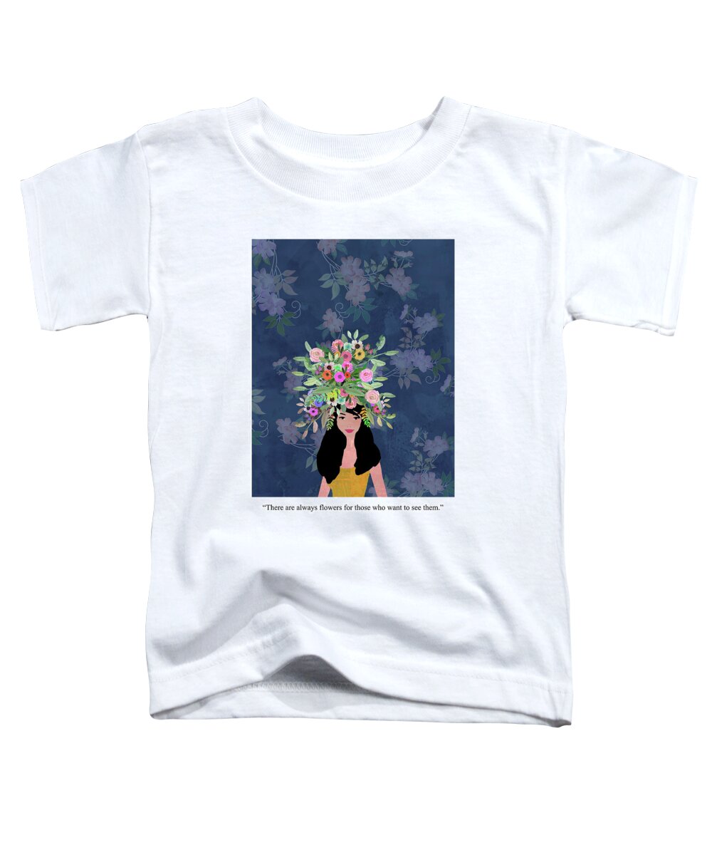 Collage Toddler T-Shirt featuring the mixed media Flower Power by Claudia Schoen