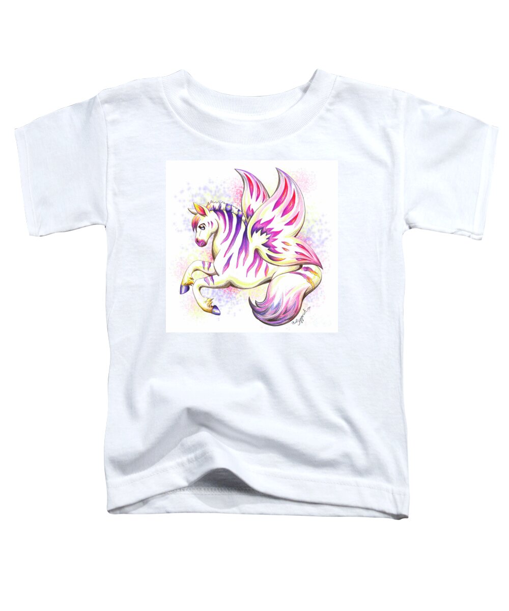 Zebra Toddler T-Shirt featuring the drawing Flying Stripes by Sipporah Art and Illustration