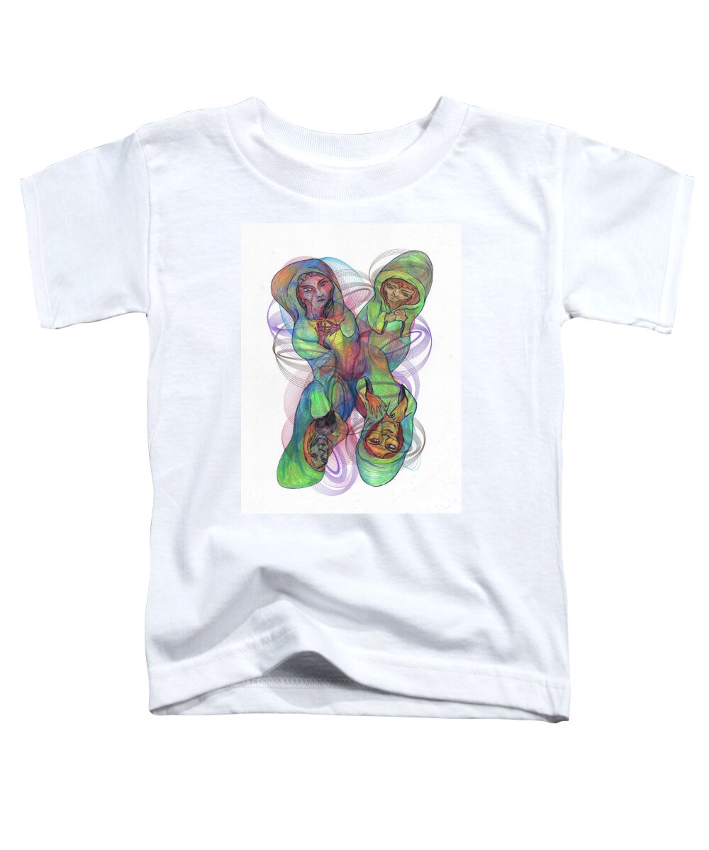 Ladies Toddler T-Shirt featuring the mixed media Four Ladies by Teresamarie Yawn