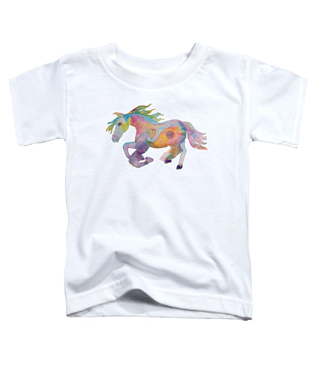 Horse Toddler T-Shirt featuring the painting Galloping Horse Pastel by Sandy Rakowitz