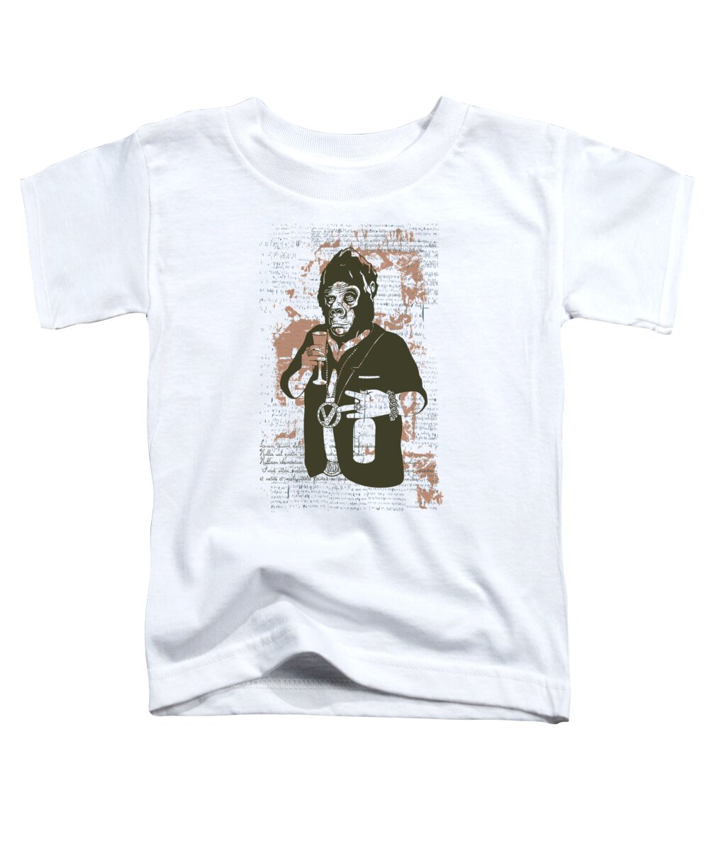 Monkey Toddler T-Shirt featuring the digital art Gangster Gorilla by Jacob Zelazny