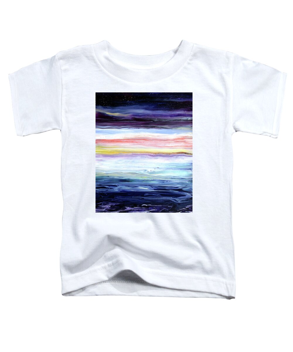 Sunset Toddler T-Shirt featuring the painting Gentle Twilight Over a Bay by Laura Iverson
