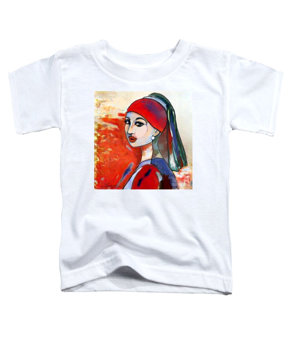 Figurative Art Toddler T-Shirt featuring the digital art Girl with Pearl 001 by Stacey Mayer