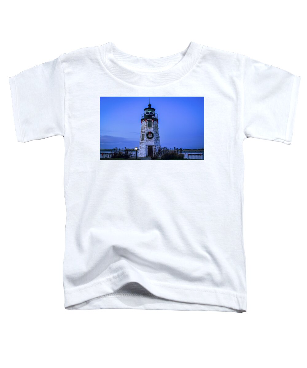 Goat Island Lighthouse Dressed For The Holidays Toddler T-Shirt featuring the photograph Goat Island Lighthouse dressed for the Holidays by Christina McGoran