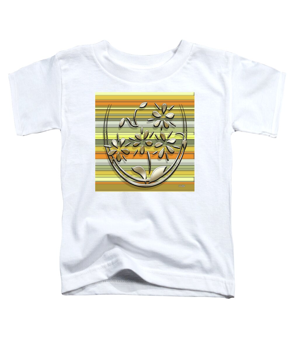 Staley Toddler T-Shirt featuring the digital art Gold Flowers on Yellow 2 by Chuck Staley