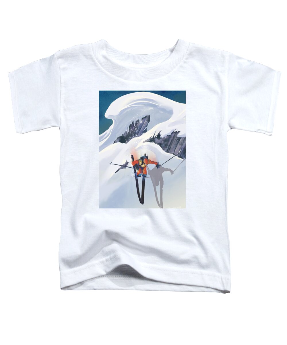 Extreme Ski Toddler T-Shirt featuring the painting Good till the last drop ski by Sassan Filsoof