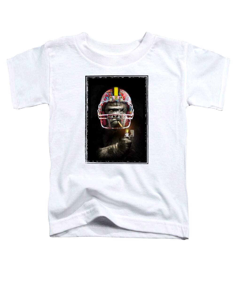 Gorilla Toddler T-Shirt featuring the digital art Gorilla Funny Art by Mark Ashkenazi