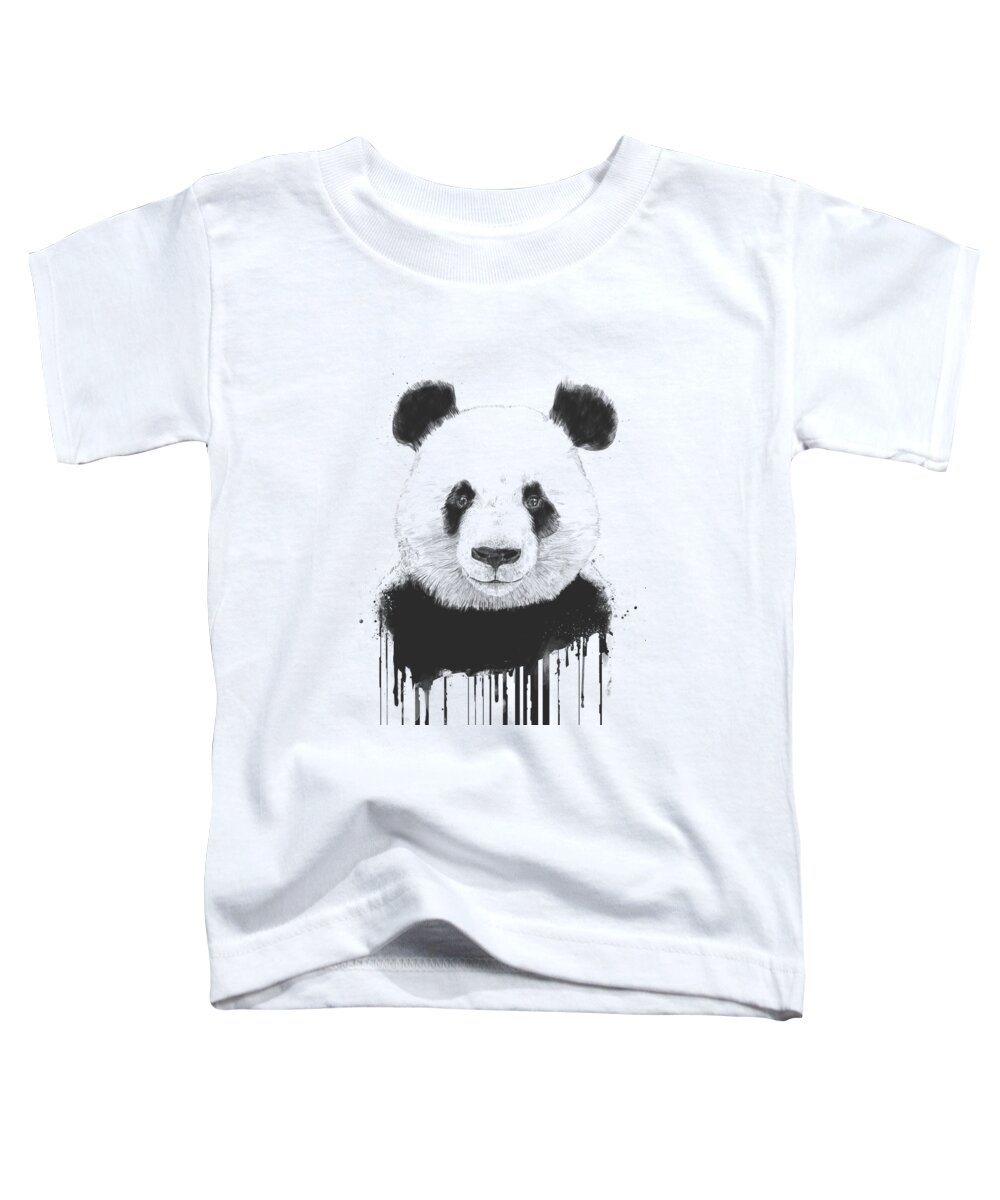 Panda Toddler T-Shirt featuring the mixed media Graffiti panda by Balazs Solti