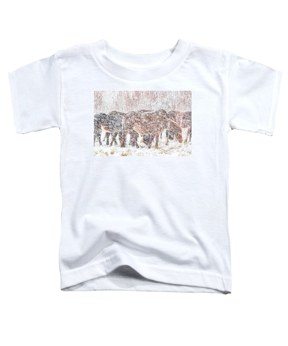 Nevada Toddler T-Shirt featuring the photograph Grazing Through The Snow by Marc Crumpler
