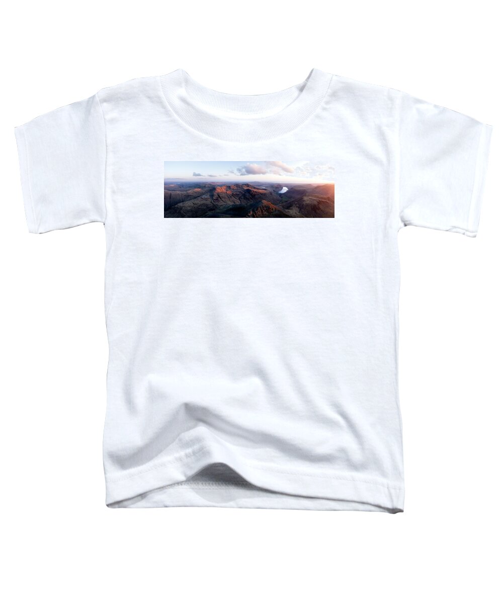 Panorama Toddler T-Shirt featuring the photograph Great gable and Scafell Pike Aerial Lake District by Sonny Ryse