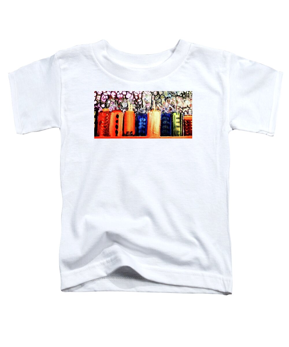 City Toddler T-Shirt featuring the painting Groovy City by Anna Adams