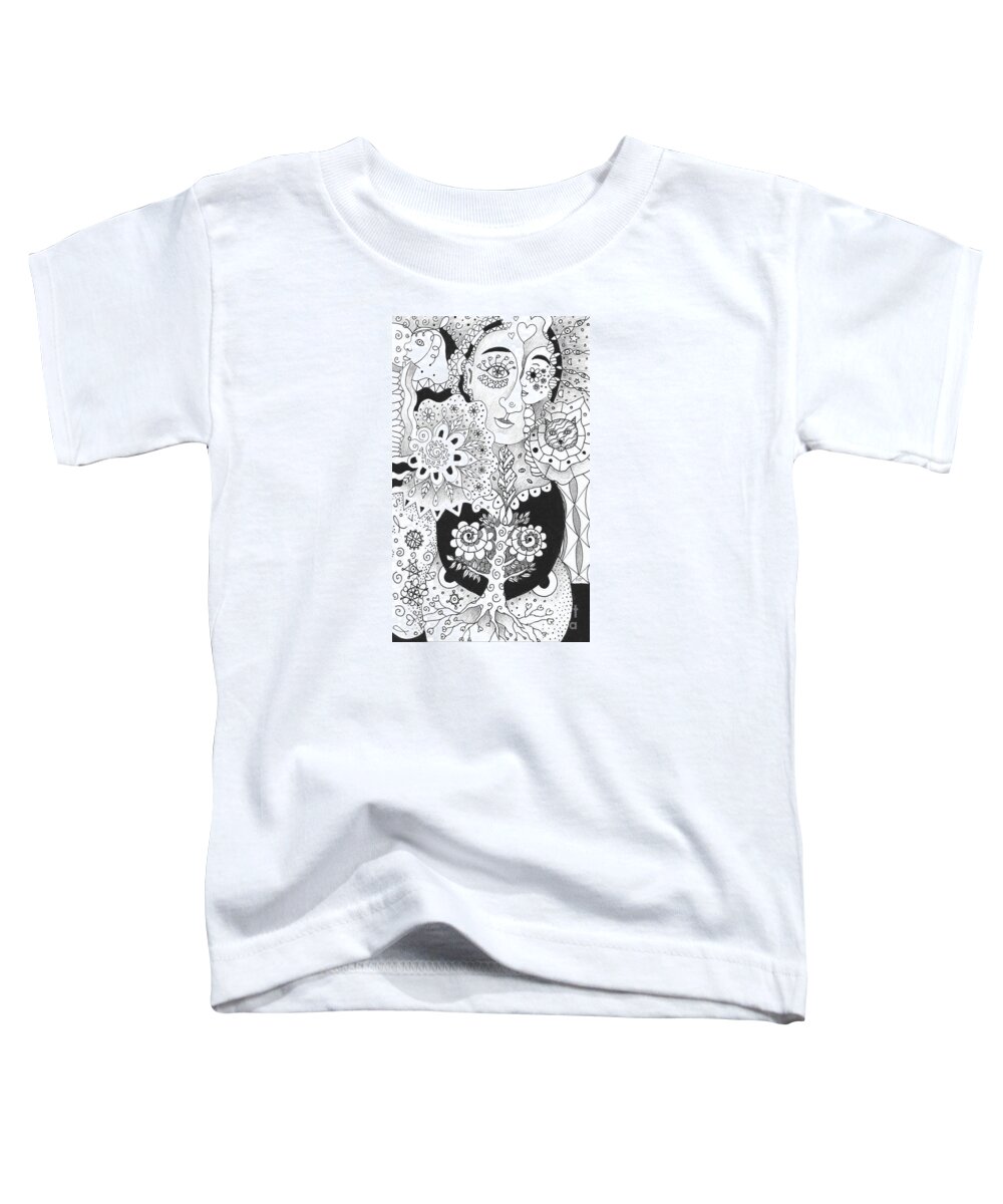 Growing Roots By Helena Tiainen Toddler T-Shirt featuring the drawing Growing Roots by Helena Tiainen