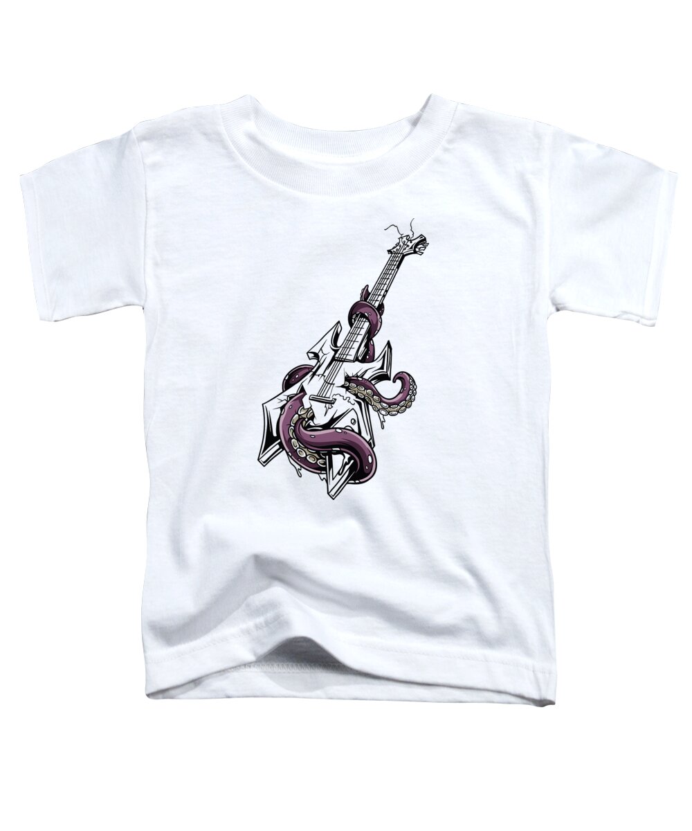 Musician Toddler T-Shirt featuring the digital art Guitar Evil Octopus of Inspiration by Jacob Zelazny