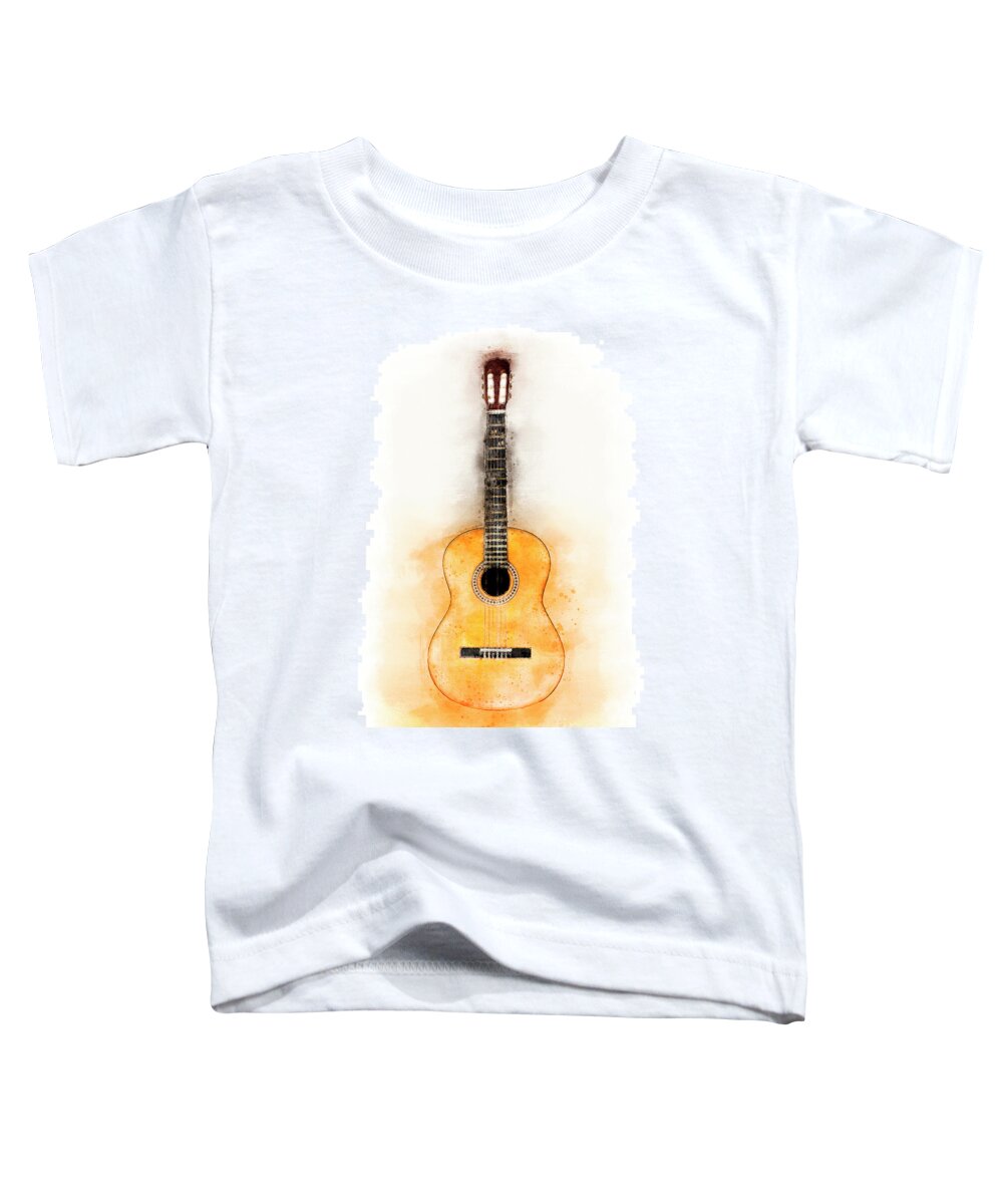 Guitar Toddler T-Shirt featuring the painting Guitar face view watercolor by Gregory DUBUS