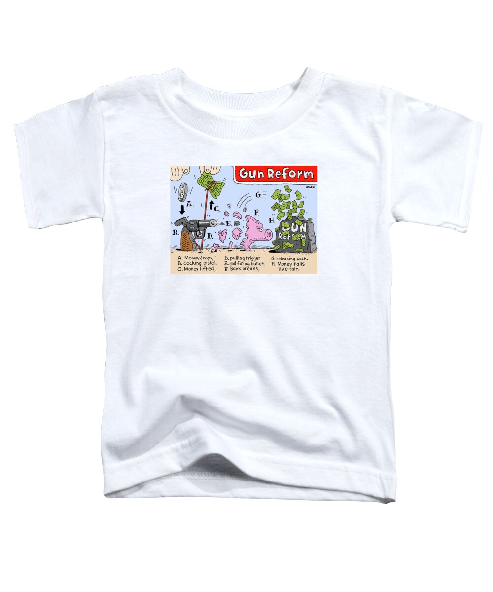 Captionless Toddler T-Shirt featuring the drawing Gun Reform by Ron Hauge