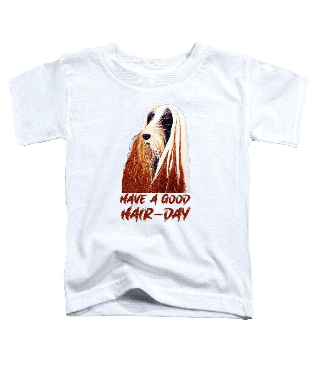 Dog Toddler T-Shirt featuring the digital art Happy Hair-Day, Afghan Hound by Lena Owens - OLena Art Vibrant Palette Knife and Graphic Design