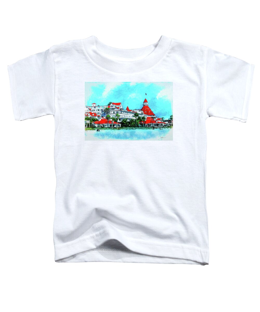 Hotel Toddler T-Shirt featuring the digital art Hotel del Coronado by Cindy Collier Harris