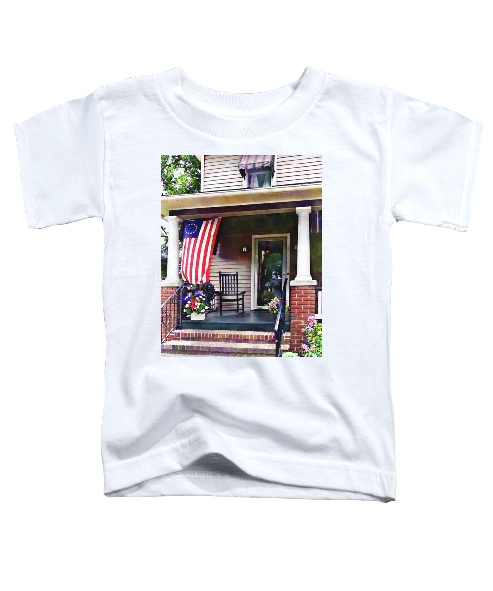 Flag Toddler T-Shirt featuring the photograph House with Betsy Ross Flag by Susan Savad